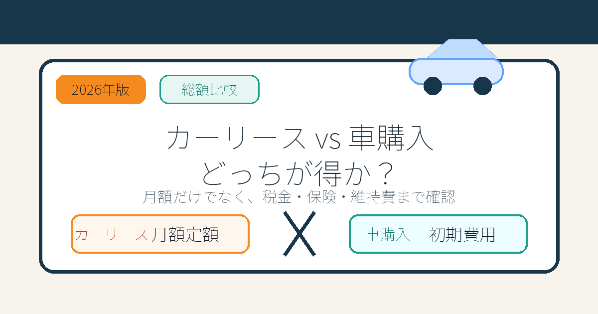 カーリース vs 車購入、どっちが得か？総額で徹底比較【2026年版】