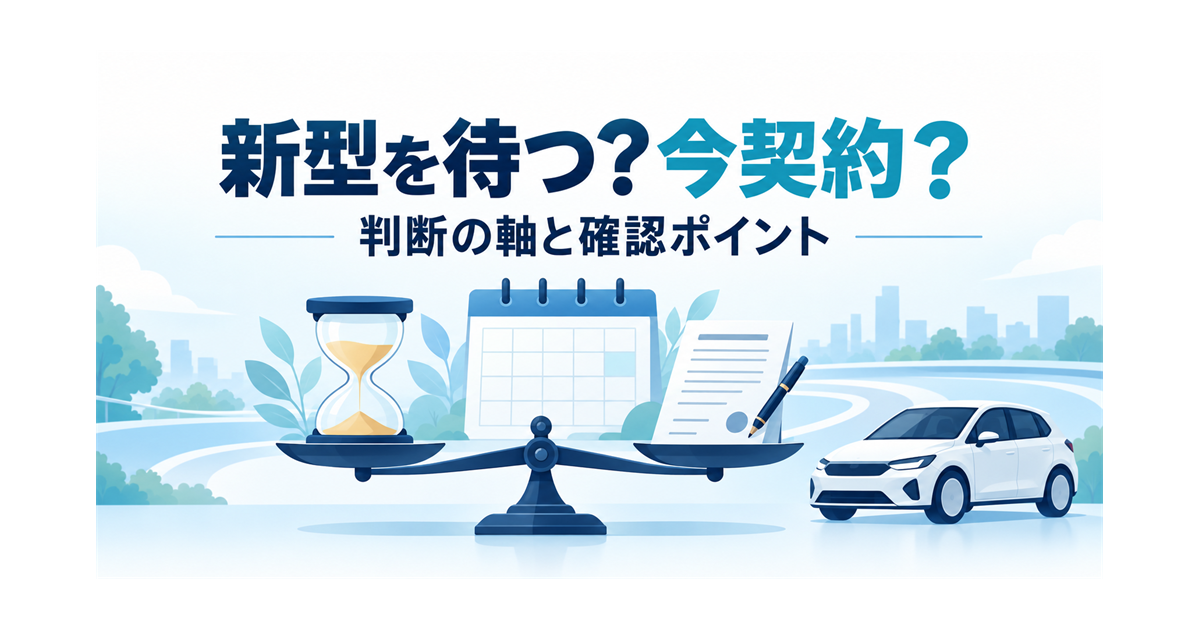 新型を待つか今契約するかを、判断の軸から考えるイメージ
