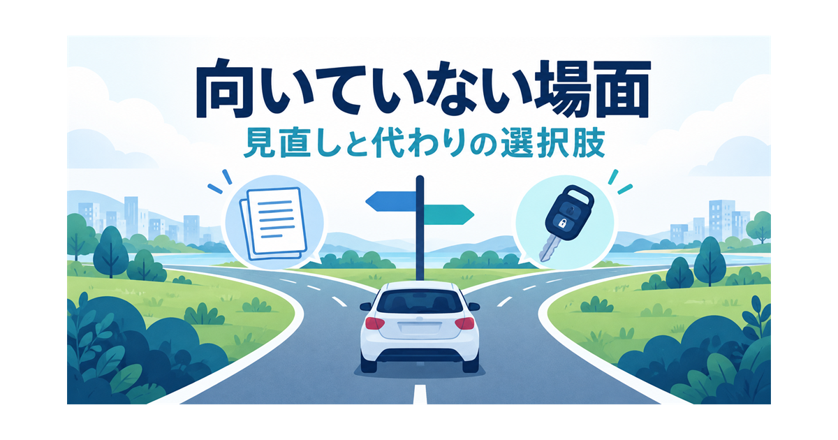 カーリースが合わない場面の見直しと、代わりの選択肢を示すイラスト